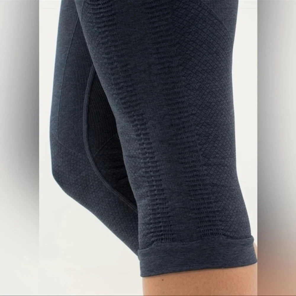 Lululemon Dark Gray in The Flow Crop Scrunch Midrise Compression‎ Capri Leggings